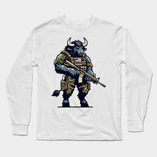 Tactical Minotaur Power Tee: Where Mythical Might Meets Modern Strength Long Sleeve T-Shirt